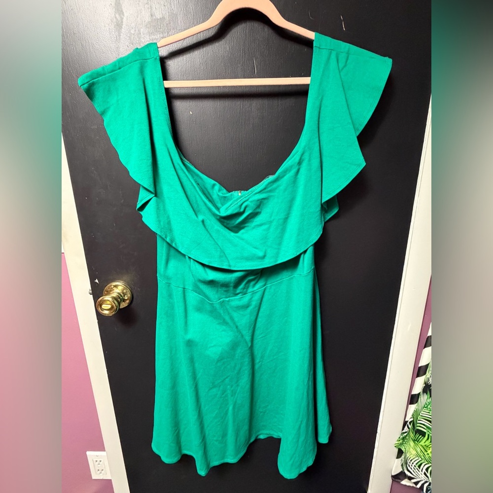 Fashion to Figure Emerald Ruffle Mini Dress